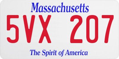 MA license plate 5VX207