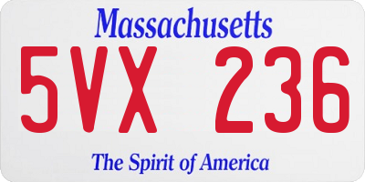 MA license plate 5VX236