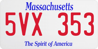 MA license plate 5VX353