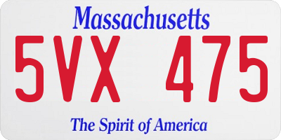 MA license plate 5VX475