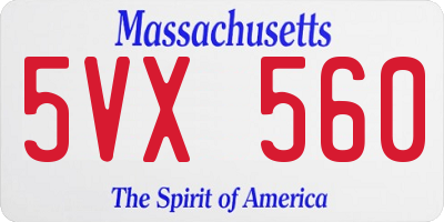 MA license plate 5VX560