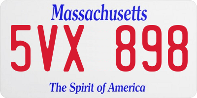 MA license plate 5VX898