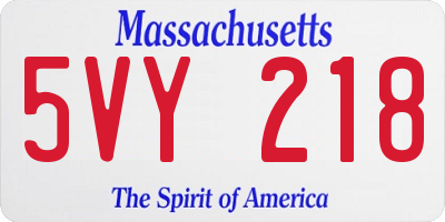MA license plate 5VY218