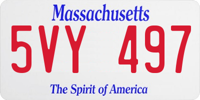 MA license plate 5VY497