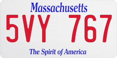 MA license plate 5VY767