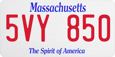 MA license plate 5VY850