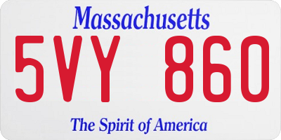 MA license plate 5VY860