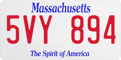 MA license plate 5VY894