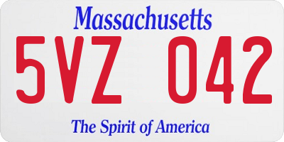 MA license plate 5VZ042