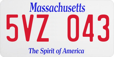 MA license plate 5VZ043