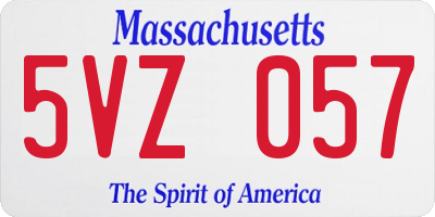 MA license plate 5VZ057