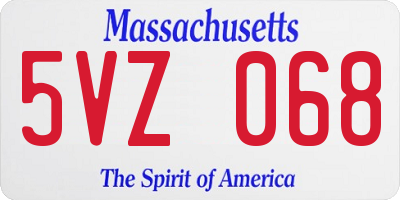 MA license plate 5VZ068