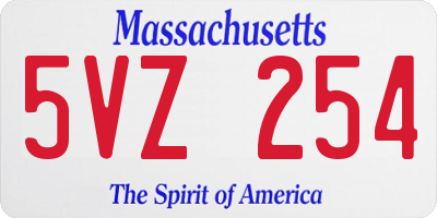 MA license plate 5VZ254