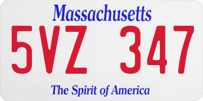 MA license plate 5VZ347
