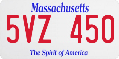 MA license plate 5VZ450