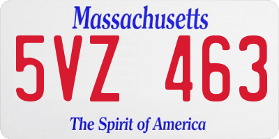 MA license plate 5VZ463