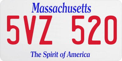 MA license plate 5VZ520