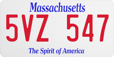 MA license plate 5VZ547