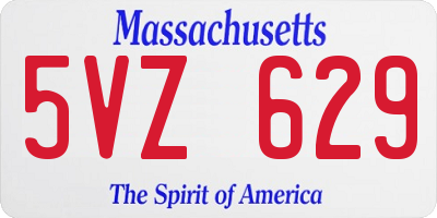MA license plate 5VZ629