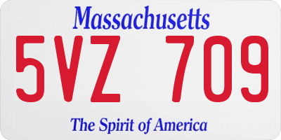 MA license plate 5VZ709