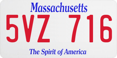 MA license plate 5VZ716