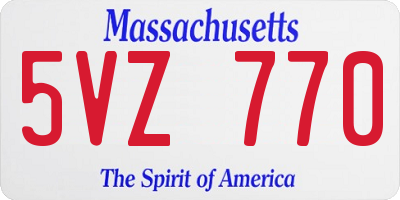MA license plate 5VZ770