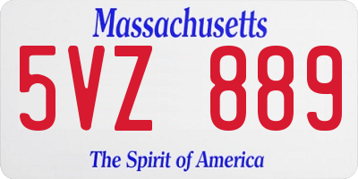 MA license plate 5VZ889