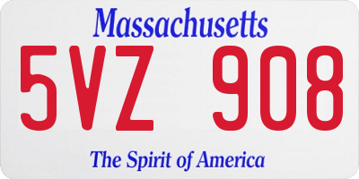 MA license plate 5VZ908