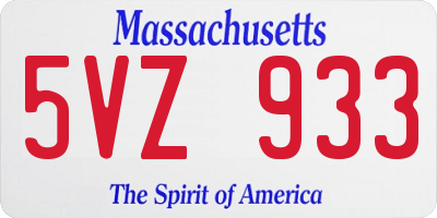 MA license plate 5VZ933