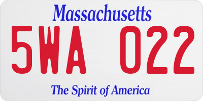 MA license plate 5WA022