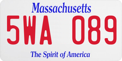 MA license plate 5WA089