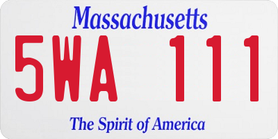 MA license plate 5WA111