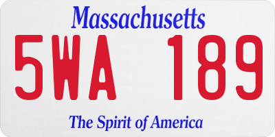 MA license plate 5WA189