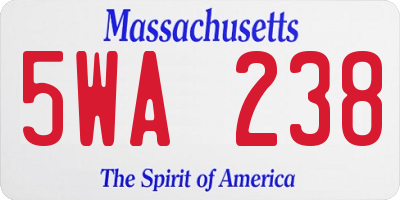 MA license plate 5WA238