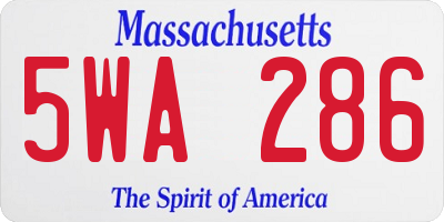 MA license plate 5WA286