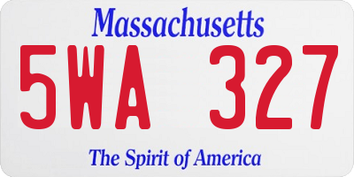 MA license plate 5WA327