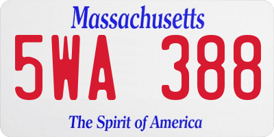 MA license plate 5WA388