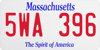 MA license plate 5WA396