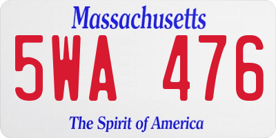 MA license plate 5WA476