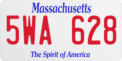 MA license plate 5WA628