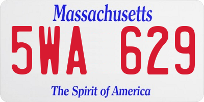 MA license plate 5WA629