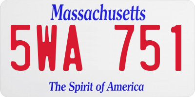 MA license plate 5WA751