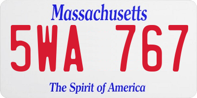 MA license plate 5WA767