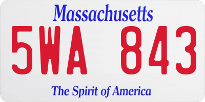 MA license plate 5WA843