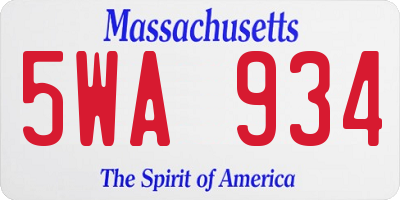MA license plate 5WA934