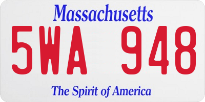 MA license plate 5WA948