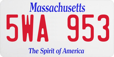MA license plate 5WA953
