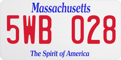 MA license plate 5WB028