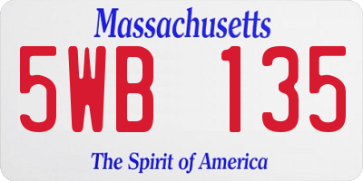 MA license plate 5WB135
