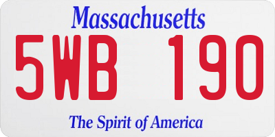 MA license plate 5WB190